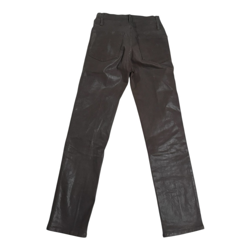 FRAME Le Sylvie Slender Straight Dark Choclate Brown Wax Coated Denim Jeans 26 - Picture 6 of 10